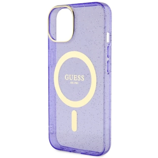 Чохол Guess Glitter Gold для iPhone 14 | 13 Purple with MagSafe (GUHMP14SHCMCGU)