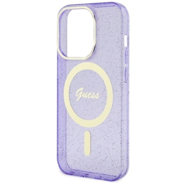 Чохол Guess Glitter Gold для iPhone 14 Pro Purple with MagSafe (GUHMP14LHCMCGU)
