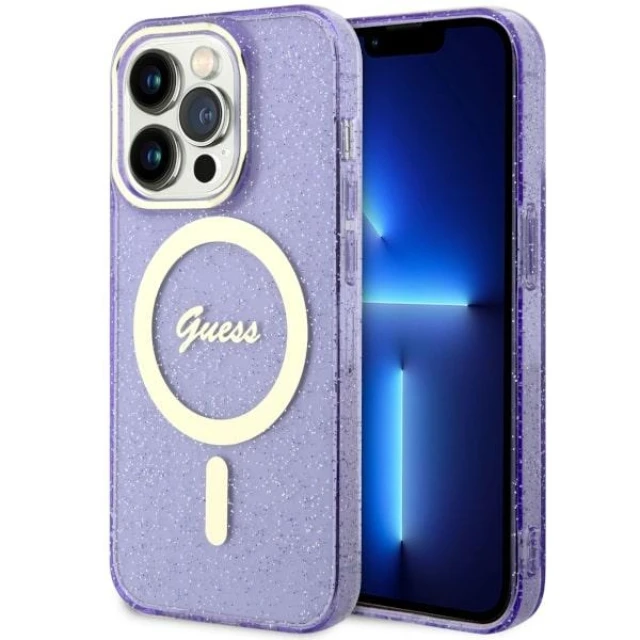 Чохол Guess Glitter Gold для iPhone 14 Pro Max Purple with MagSafe (GUHMP14XHCMCGU)