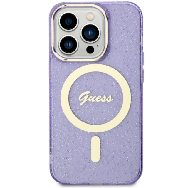 Чохол Guess Glitter Gold для iPhone 14 Pro Max Purple with MagSafe (GUHMP14XHCMCGU)