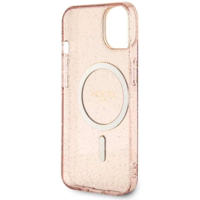 Чохол Guess Glitter Gold для iPhone 14 | 13 Pink with MagSafe (GUHMP14SHCMCGP)