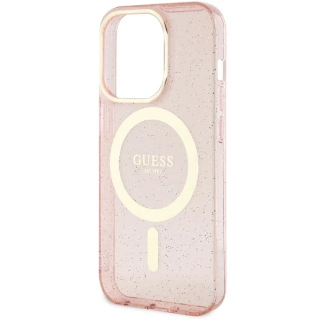 Чохол Guess Glitter Gold для iPhone 14 Pro Pink with MagSafe (GUHMP14LHCMCGP)