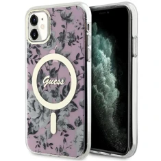 Чохол Guess Flower для iPhone 11 | XR Pink with MagSafe (GUHMN61HCFWSP)