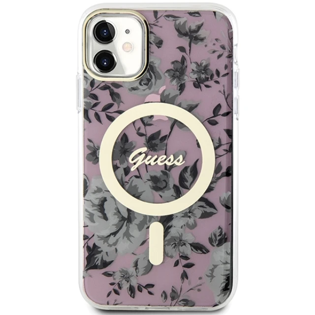 Чохол Guess Flower для iPhone 11 | XR Pink with MagSafe (GUHMN61HCFWSP)