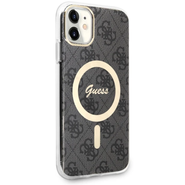 Чохол Guess 4G для iPhone 11 Black with MagSafe (GUHMN61H4STK)