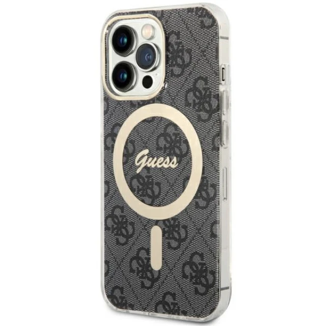 Чехол Guess 4G для iPhone 13 Pro Black with MagSafe (GUHMP13LH4STK)