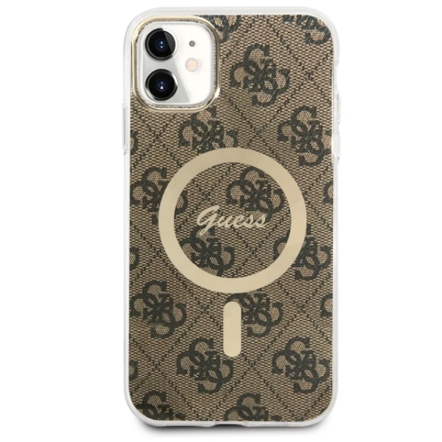 Чохол Guess 4G для iPhone 11 Brown with MagSafe (GUHMN61H4STW)