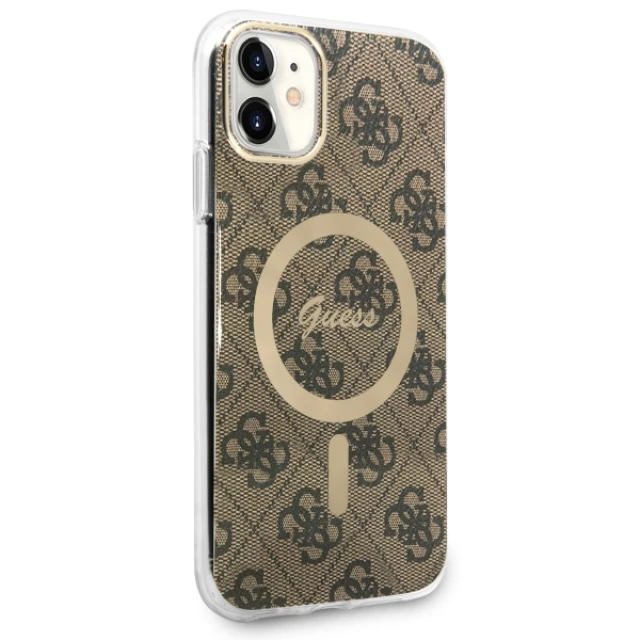 Чохол Guess 4G для iPhone 11 Brown with MagSafe (GUHMN61H4STW)