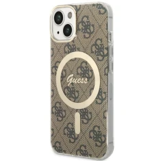 Чохол Guess 4G для iPhone 14 | 13 Brown with MagSafe (GUHMP14SH4STW)