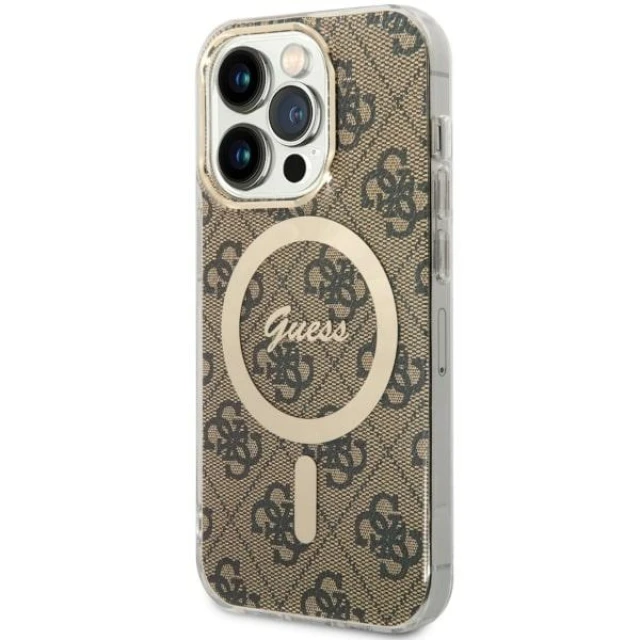 Чохол Guess 4G для iPhone 14 Pro Brown with MagSafe (GUHMP14LH4STW)