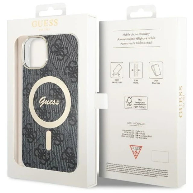 Чохол Guess 4G для iPhone 14 Plus Black with MagSafe (GUHMP14MH4STK)