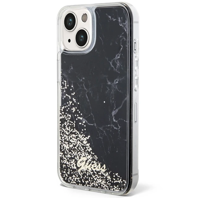 Чехол Guess Liquid Glitter Marble для iPhone 14 | 13 Black (GUHCP14SLCSGSGK)