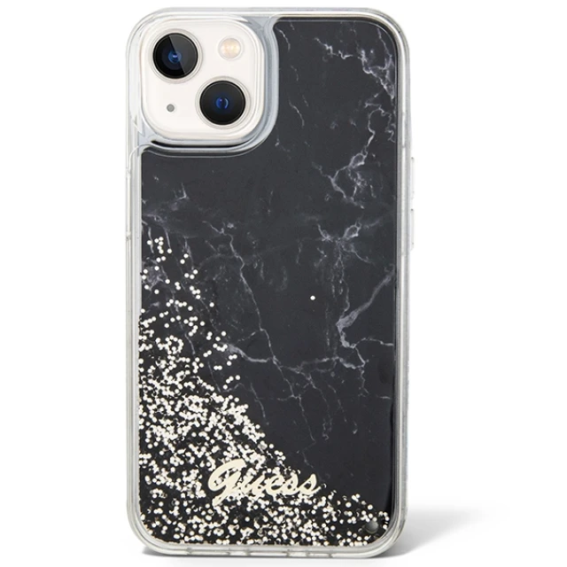 Чехол Guess Liquid Glitter Marble для iPhone 14 | 13 Black (GUHCP14SLCSGSGK)