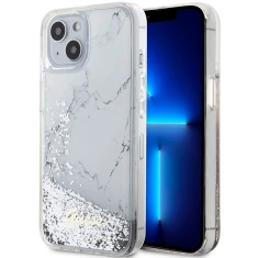 Чехол Guess Liquid Glitter Marble для iPhone 14 | 13 White (GUHCP14XLCSGSGK)