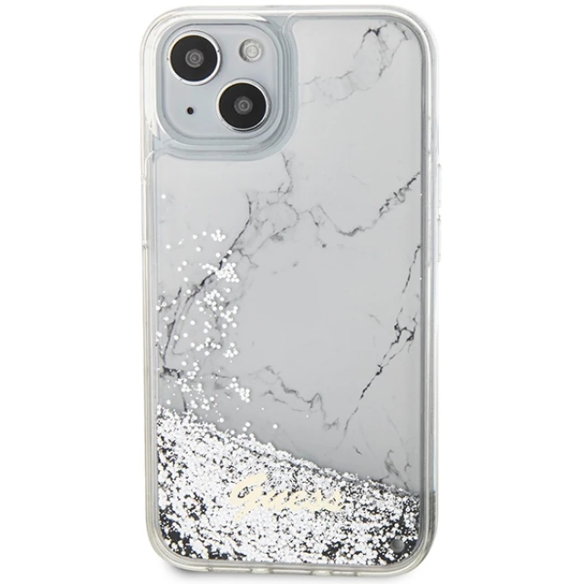 Чохол Guess Liquid Glitter Marble для iPhone 14 | 13 White (GUHCP14XLCSGSGK)