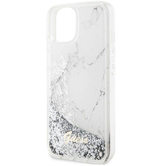 Чохол Guess Liquid Glitter Marble для iPhone 14 | 13 White (GUHCP14XLCSGSGK)