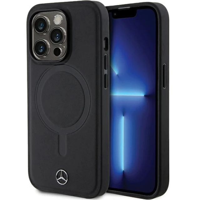 Чохол Mercedes Plain Smooth Leather для iPhone 14 Pro Black with MagSafe (MEHMP14L23RCMK)