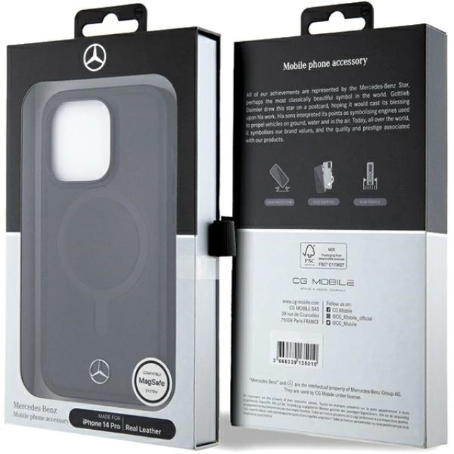 Чохол Mercedes Plain Smooth Leather для iPhone 14 Pro Black with MagSafe (MEHMP14L23RCMK)