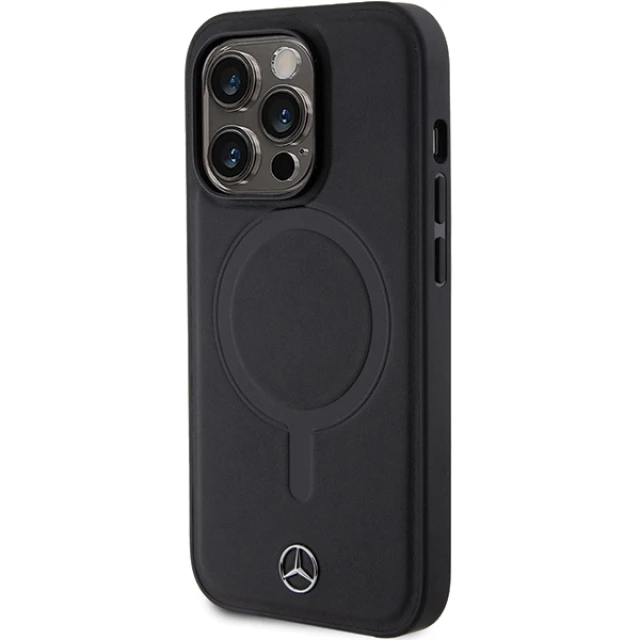 Чохол Mercedes Plain Smooth Leather для iPhone 14 Pro Black with MagSafe (MEHMP14L23RCMK)