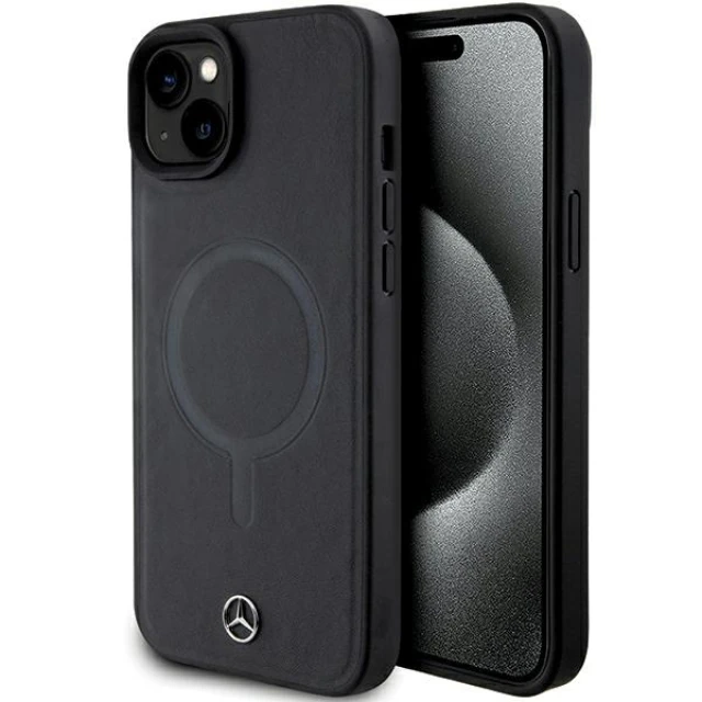 Чохол Mercedes Plain Smooth Leather для iPhone 15 Plus Black with MagSafe (MEHMP15M23RCMK)