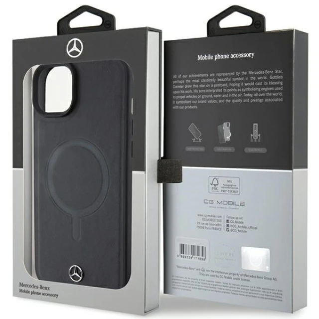 Чохол Mercedes Plain Smooth Leather для iPhone 15 Plus Black with MagSafe (MEHMP15M23RCMK)