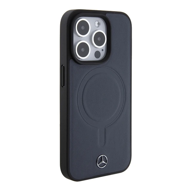 Чохол Mercedes Plain Smooth Leather для iPhone 15 Pro Navy with MagSafe (MEHMP15L23RCMV)