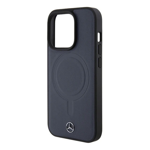Чохол Mercedes Plain Smooth Leather для iPhone 15 Pro Navy with MagSafe (MEHMP15L23RCMV)