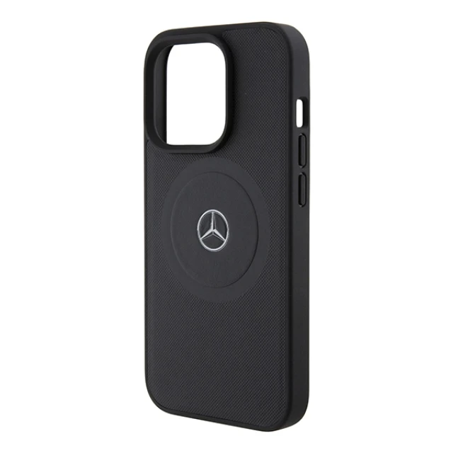 Чехол Mercedes Crossed Lines Pattern Leather для iPhone 15 Pro Black with MagSafe (MEHMP15L23RMMK)