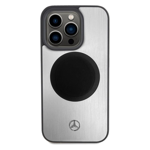 Чохол Mercedes Leather & Alu для iPhone 15 Pro Silver with MagSafe (MEHMP15L23ACMS)