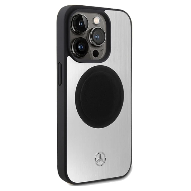 Чохол Mercedes Leather & Alu для iPhone 15 Pro Silver with MagSafe (MEHMP15L23ACMS)