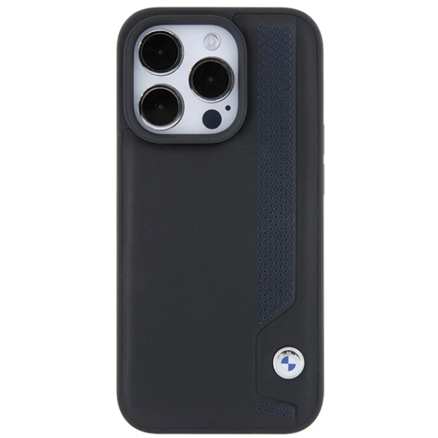 Чехол BMW Leather Blue Dots для iPhone 15 Pro Max Black (BMHCP15X22RBDK)