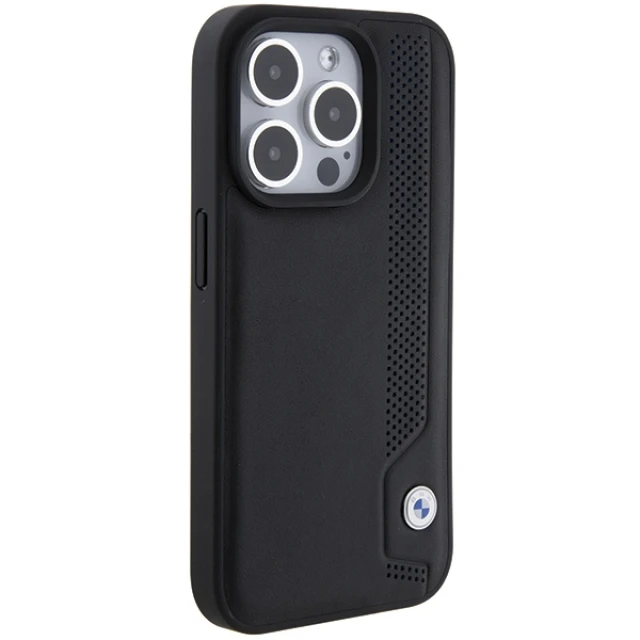 Чехол BMW Leather Blue Dots для iPhone 15 Pro Max Black (BMHCP15X22RBDK)