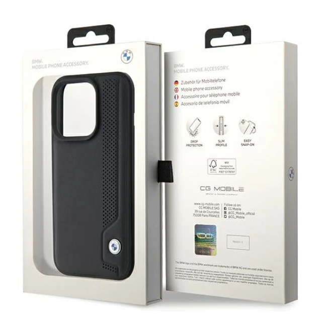 Чехол BMW Leather Blue Dots для iPhone 15 Pro Max Black (BMHCP15X22RBDK)