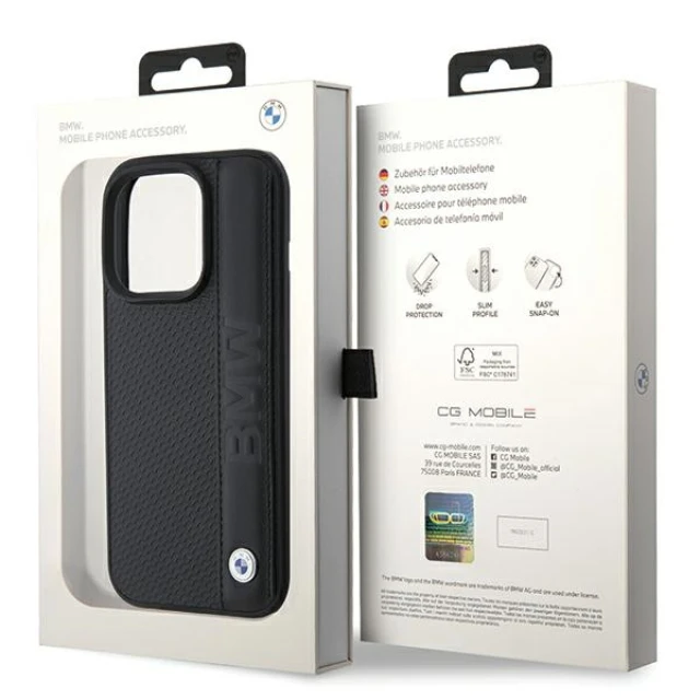 Чохол BMW Leather Textured & Stripe для iPhone 15 Pro Max Black (BMHCP15X22RDPK)