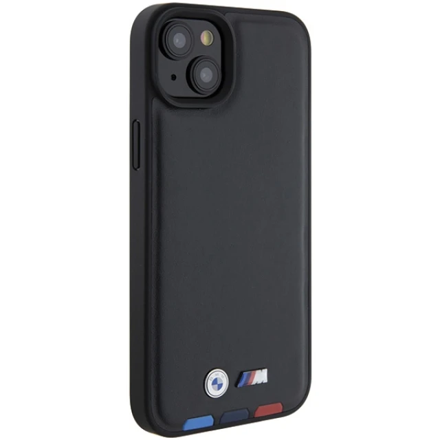 Чохол BMW Leather Stamp Tricolor для iPhone 15 Plus Black (BMHCP15M22PTDK)