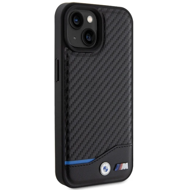 Чохол BMW Leather Carbon для iPhone 15 Black (BMHCP15S22NBCK)