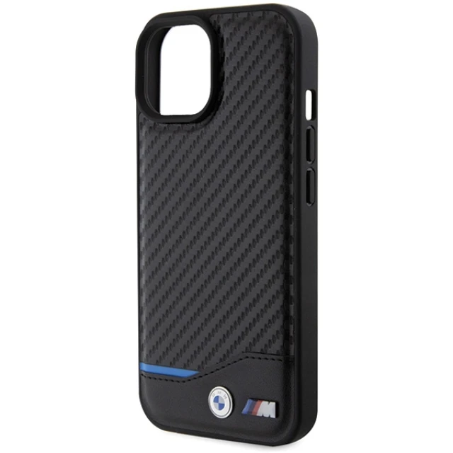 Чохол BMW Leather Carbon для iPhone 15 Black (BMHCP15S22NBCK)