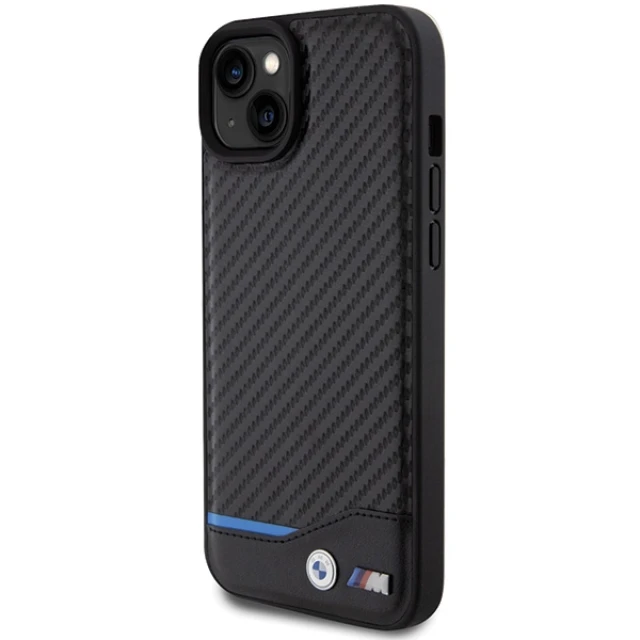 Чохол BMW Leather Carbon для iPhone 15 Plus Black (BMHCP15M22NBCK)