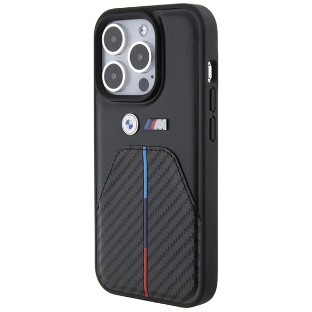 Чехол BMW Stamped Tricolor Stripe для iPhone 15 Pro Black (BMHCP15L22NSTB)