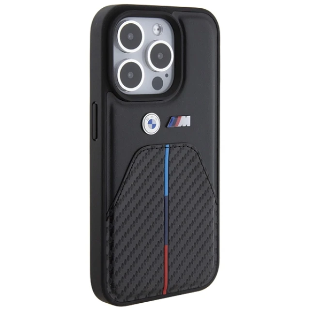 Чехол BMW Stamped Tricolor Stripe для iPhone 15 Pro Black (BMHCP15L22NSTB)
