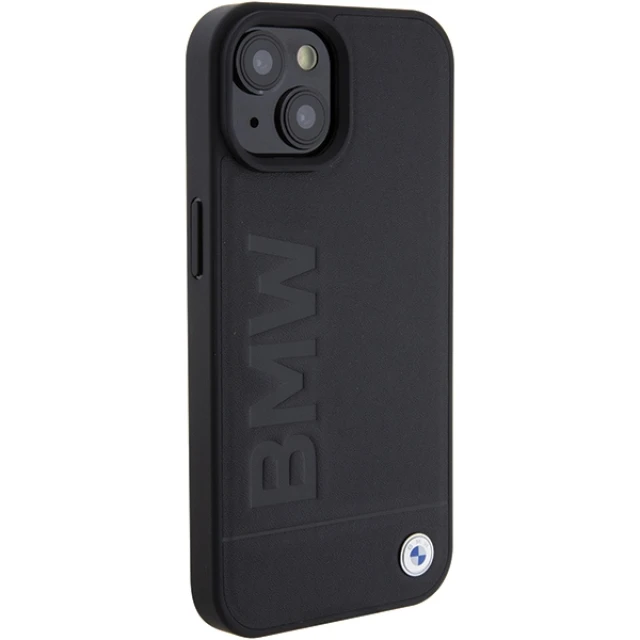 Чохол BMW Leather Hot Stamp для iPhone 15 Plus Black with MagSafe (BMHMP15MSLLBK)