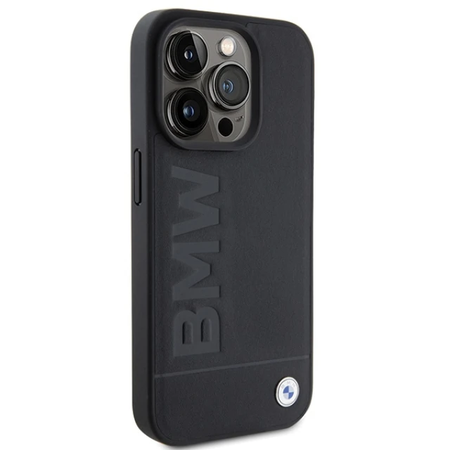 Чохол BMW Leather Hot Stamp для iPhone 15 Pro Black with MagSafe (BMHMP15LSLLBK)