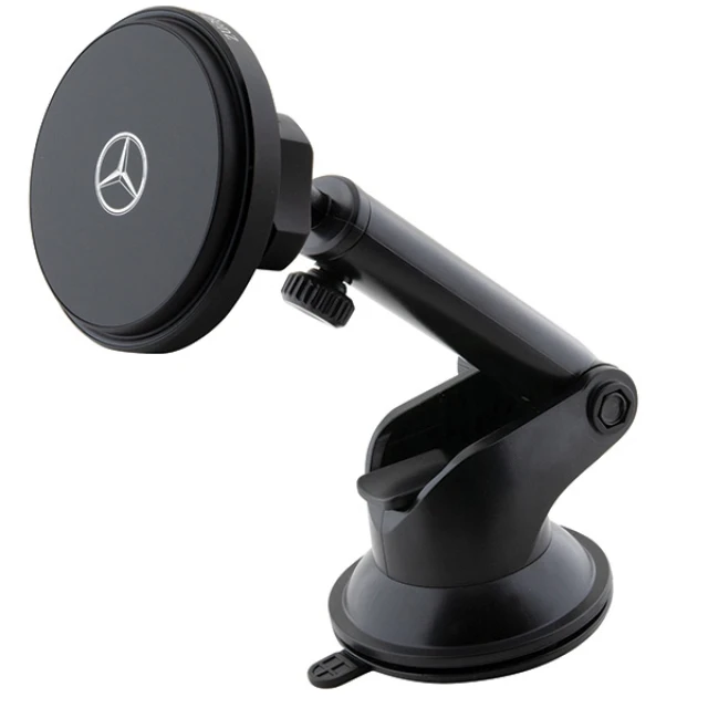 Автотримач з функцією бездротової зарядки Mercedes Silver Stars 15W Black with MagSafe (MEMWCCK)