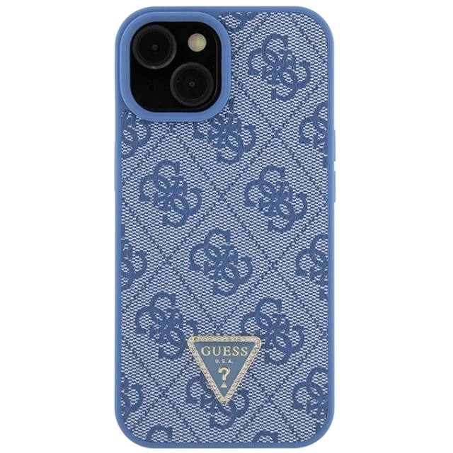 Чохол Guess Leather 4G Triangle Strass для iPhone 15 Blue (GUHCP15SP4TDPB)