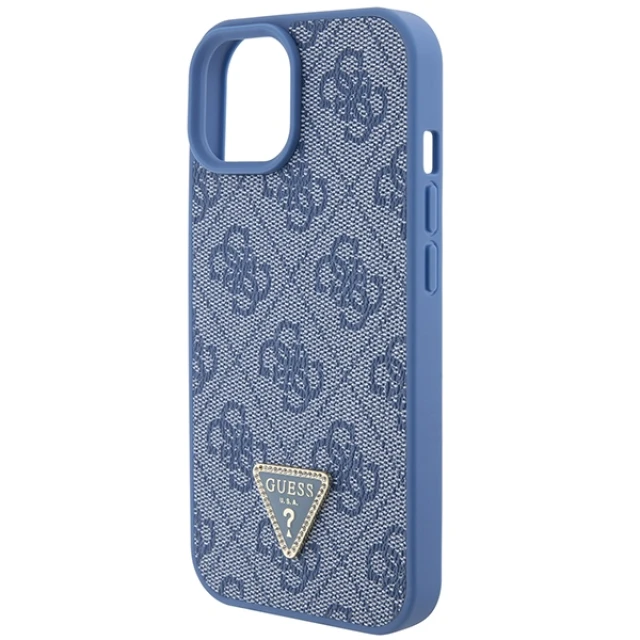 Чохол Guess Leather 4G Triangle Strass для iPhone 15 Blue (GUHCP15SP4TDPB)