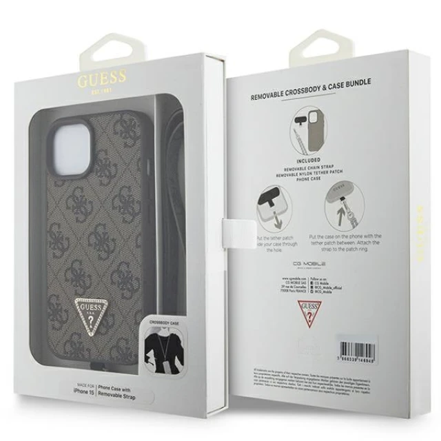 Чохол Guess Crossbody 4G Metal Logo для iPhone 15 Plus Brown (GUHCP15MP4TDSCPW)