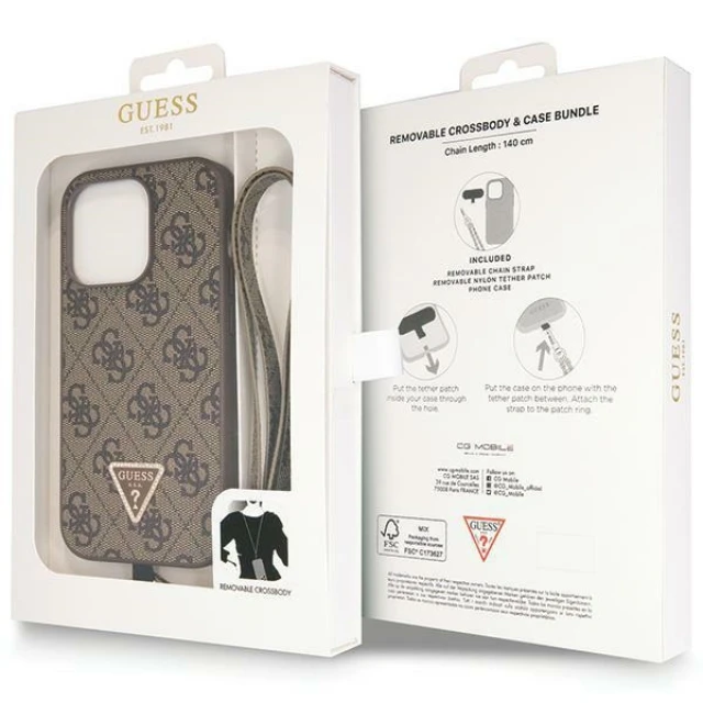 Чохол Guess Crossbody 4G Metal Logo для iPhone 15 Pro Brown (GUHCP15LP4TDSCPW)