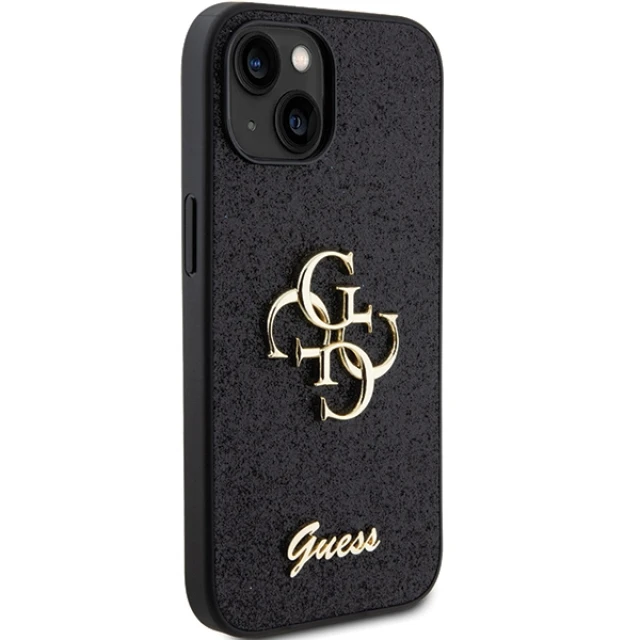 Чехол Guess Glitter Script Big 4G для iPhone 15 Plus Black (GUHCP15MHG4SGK)