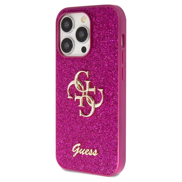 Чохол Guess Glitter Script Big 4G для iPhone 15 Pro Max Purple (GUHCP15XHG4SGU)