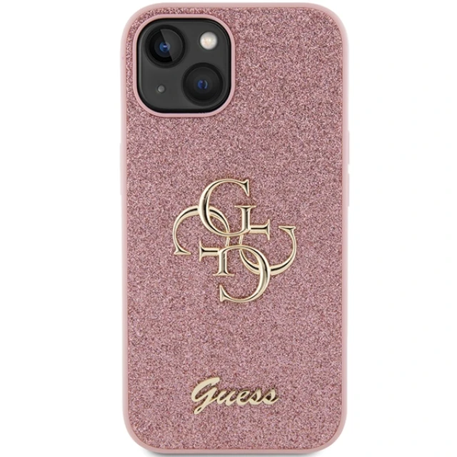 Чохол Guess Glitter Script Big 4G для iPhone 15 Plus Pink (GUHCP15MHG4SGP)